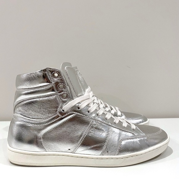 Saint Laurent Argento Metallic Silver Sneakers sz US-8 EU-41 - Picture 3 of 12